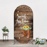 Aperturee - Aperturee Lace Cowgirl Wood Sweet 16 Arch Birthday Backdrop