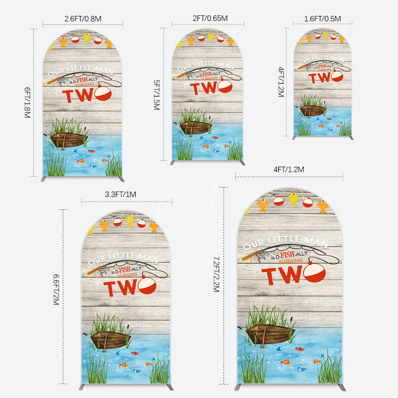 Aperturee - Aperturee Lake O Fish Ally Wooden 2nd Birthday Arch Backdrop