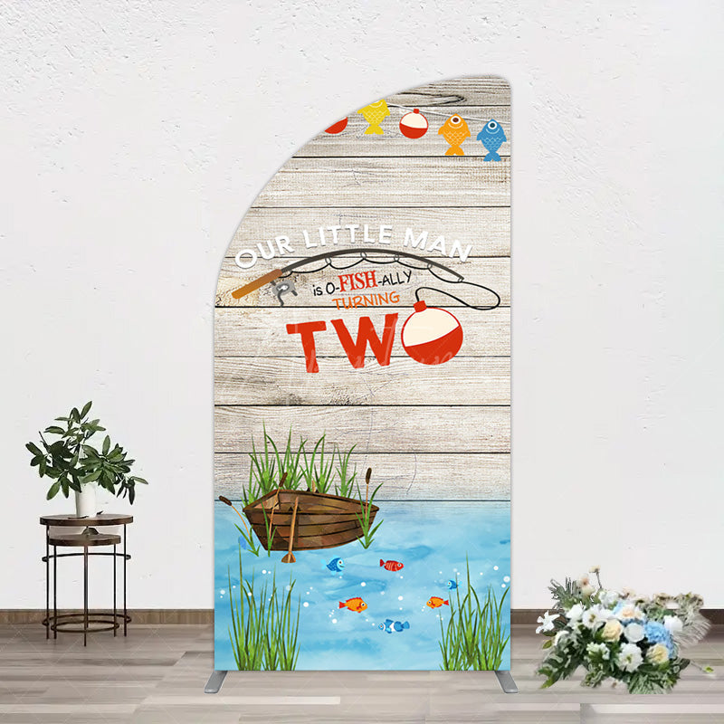 Aperturee - Aperturee Lake O Fish Ally Wooden 2nd Birthday Half Moon Arch Backdrop