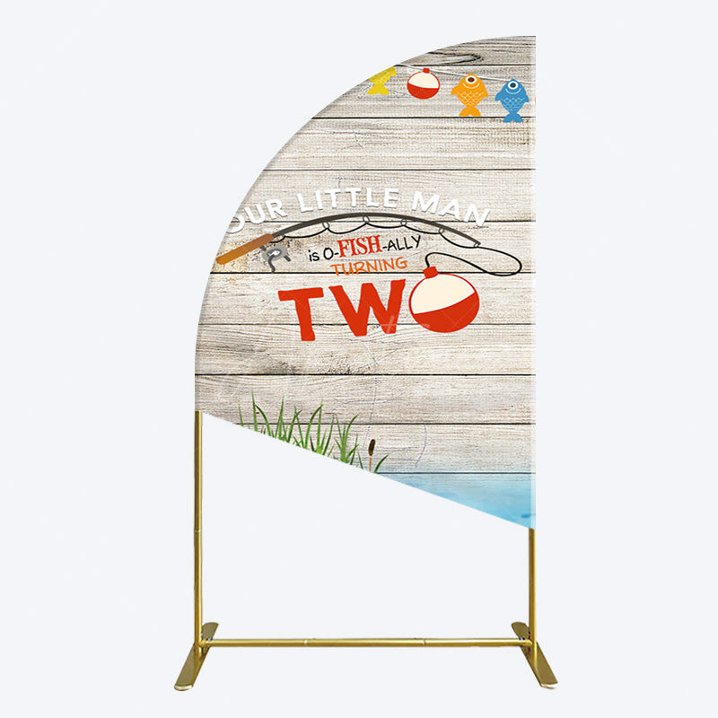 Aperturee - Aperturee Lake O Fish Ally Wooden 2nd Birthday Half Moon Arch Backdrop