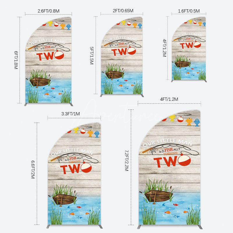 Aperturee - Aperturee Lake O Fish Ally Wooden 2nd Birthday Half Moon Arch Backdrop