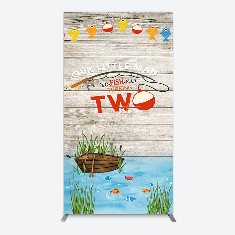 Aperturee - Aperturee Lake O Fish Ally Wooden 2nd Birthday Rectangle Backdrop