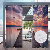 Aperturee - Aperturee Lake Sunset Scenery Waterproof Outdoor Curtains For Gazebo