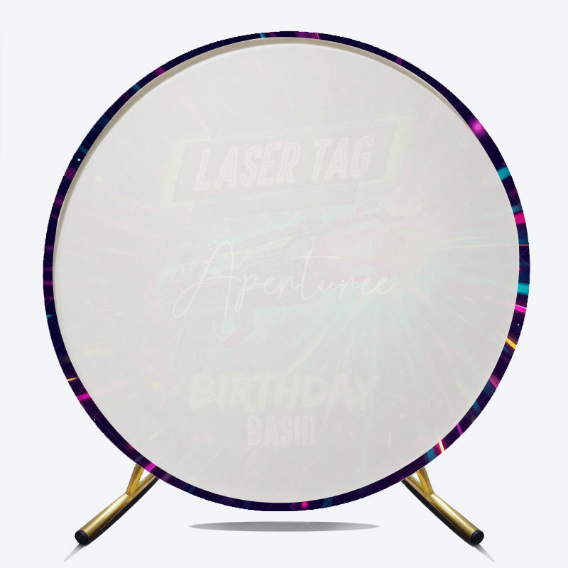 Aperturee Aperturee Laser Tag Birthday Bash Round Backdrop Neon Glow Battle Zone Party Banner Fun Game Night Photo Prop for Boys