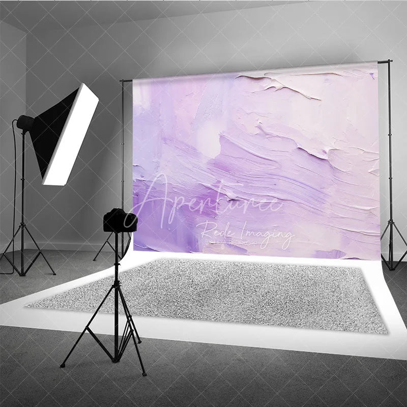 Aperturee - Aperturee Lavender and White Abstract Oil Painting Texture Photography Backdrop Artistic Portrait Photo Studio Prop
