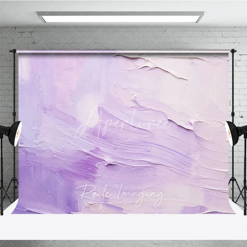 Aperturee - Aperturee Lavender and White Abstract Oil Painting Texture Photography Backdrop Artistic Portrait Photo Studio Prop