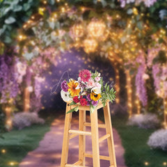 Aperturee - Aperturee Lavender Arch Alley Lighting Summer Night Backdrop