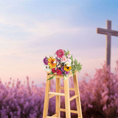 Aperturee - Aperturee Lavender Cross Simplicity Spring Easter Backdrop