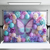 Aperturee - Aperturee Lavender Fancy Floral Butterfly Wedding Backdrop