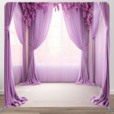 Aperturee - Aperturee Lavender Floral Curtains Square Tension Backdrop
