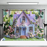 Aperturee - Aperturee Lavender Floral Fancy House Spring Photo Backdrop