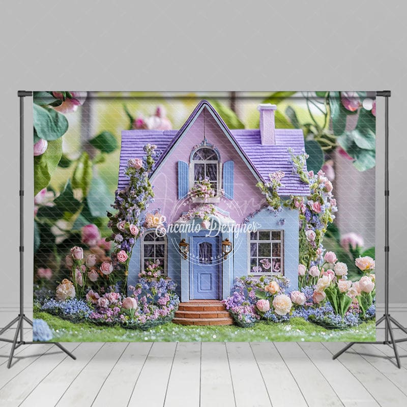 Aperturee - Aperturee Lavender Floral Fancy House Spring Photo Backdrop