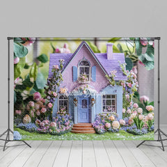 Aperturee - Aperturee Lavender Floral Fancy House Spring Photo Backdrop