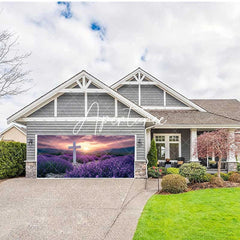 Aperturee - Aperturee Lavender Flower Sea Cross Easter Garage Door Banner