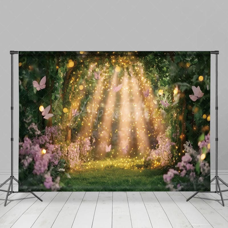 Aperturee - Aperturee Lavender Jungle Shiny Bokeh Halo Butterfly Backdrop