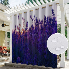 Aperturee - Aperturee Lavender Sea Waterproof Floral Outdoor Curtains For Cabana