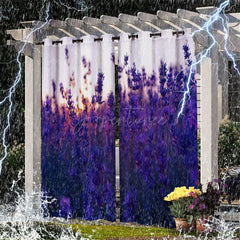 Aperturee - Aperturee Lavender Sea Waterproof Floral Outdoor Curtains For Cabana
