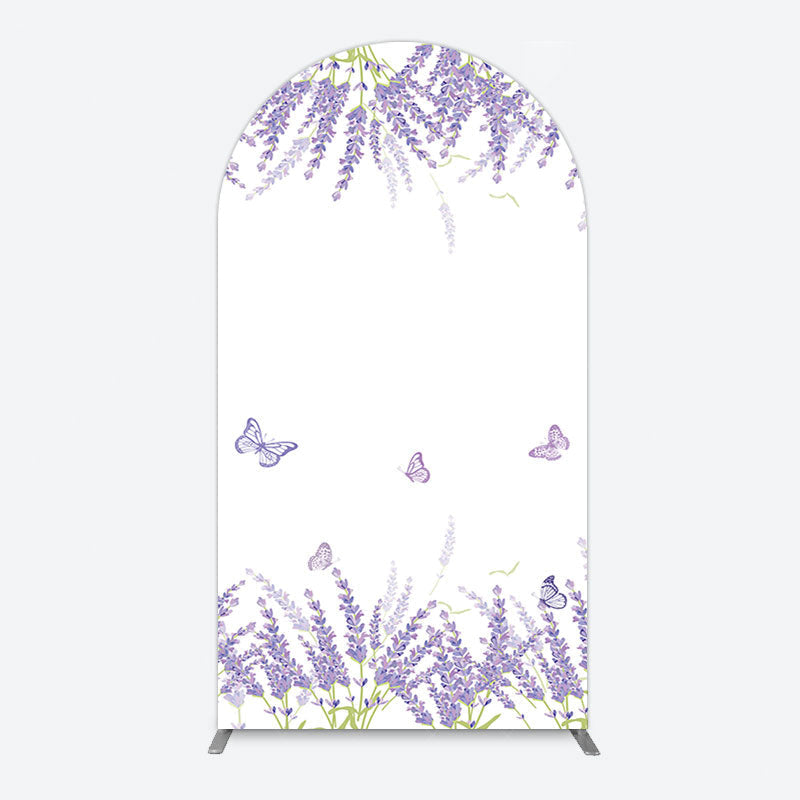 Aperturee - Aperturee Lavender Spring Butterfly Cute Wedding Arch Backdrop