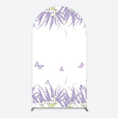 Aperturee - Aperturee Lavender Spring Butterfly Cute Wedding Arch Backdrop