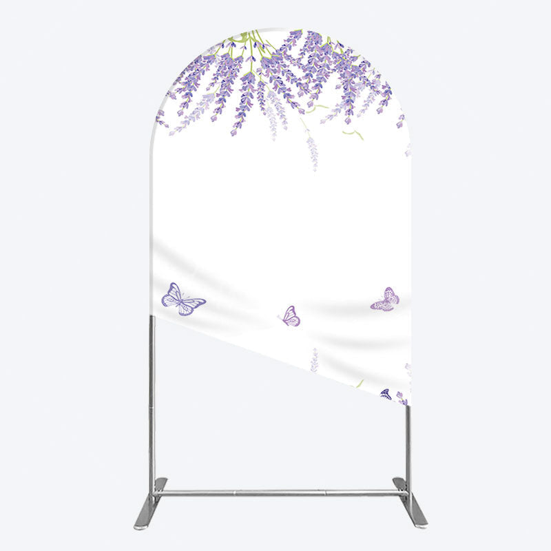 Aperturee - Aperturee Lavender Spring Butterfly Cute Wedding Arch Backdrop