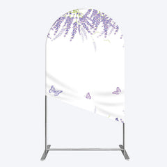 Aperturee - Aperturee Lavender Spring Butterfly Cute Wedding Arch Backdrop