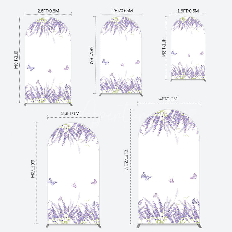 Aperturee - Aperturee Lavender Spring Butterfly Cute Wedding Arch Backdrop