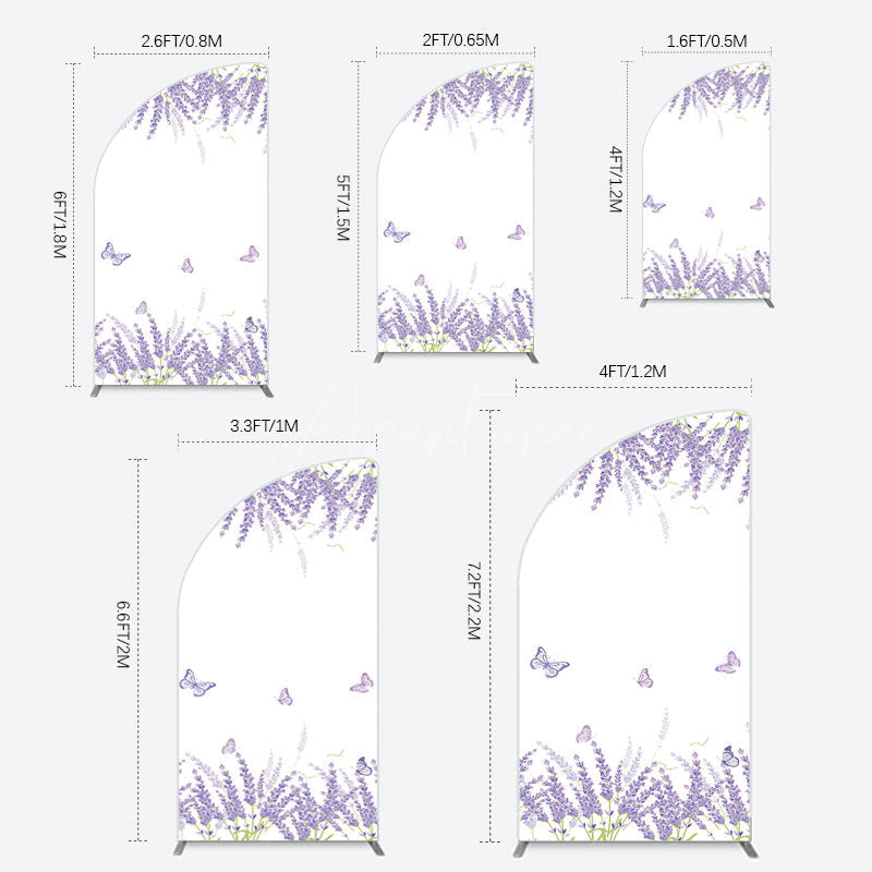 Aperturee - Aperturee Lavender Spring Butterfly Cute Wedding Half Moon Arch Backdrop