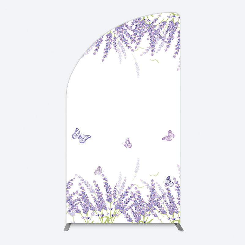 Aperturee - Aperturee Lavender Spring Butterfly Cute Wedding Half Moon Arch Backdrop
