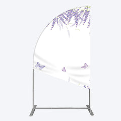 Aperturee - Aperturee Lavender Spring Butterfly Cute Wedding Half Moon Arch Backdrop