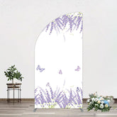 Aperturee - Aperturee Lavender Spring Butterfly Cute Wedding Half Moon Arch Backdrop
