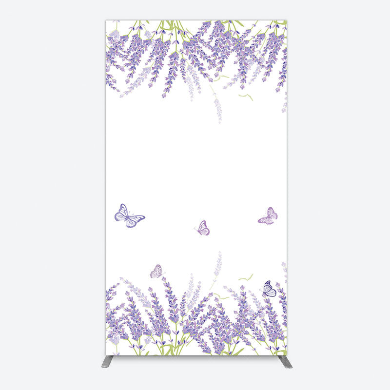 Aperturee - Aperturee Lavender Spring Butterfly Cute Wedding Rectangle Backdrop