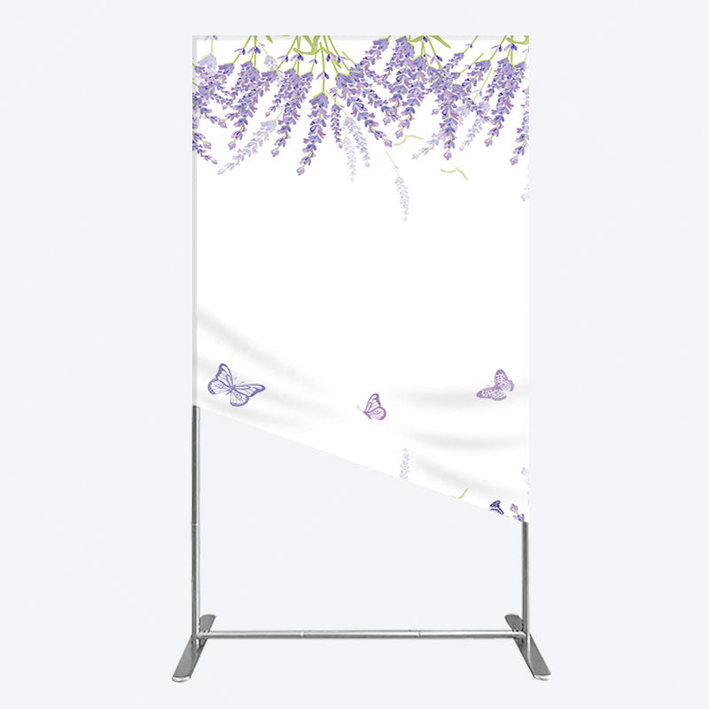 Aperturee - Aperturee Lavender Spring Butterfly Cute Wedding Rectangle Backdrop