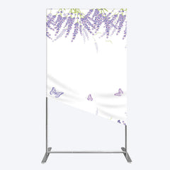 Aperturee - Aperturee Lavender Spring Butterfly Cute Wedding Rectangle Backdrop