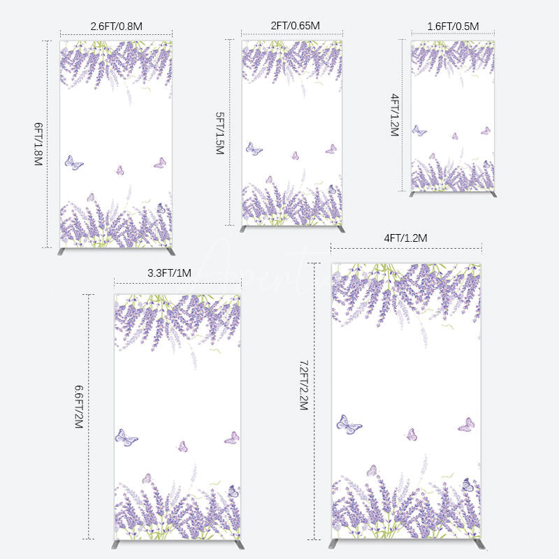 Aperturee - Aperturee Lavender Spring Butterfly Cute Wedding Rectangle Backdrop