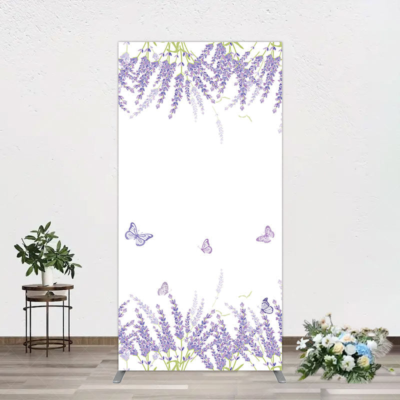Aperturee - Aperturee Lavender Spring Butterfly Cute Wedding Rectangle Backdrop