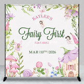 Aperturee - Aperturee Leaf Floral Fairy First Custom Name Birthday Backdrop