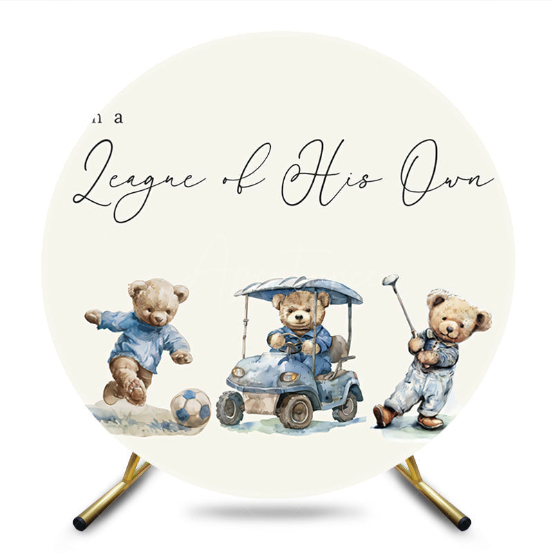 Aperturee - Aperturee League Of His Own Little Bear Birthday Round Backdrop