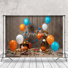Aperturee - Aperturee Leaves Balloon Pumpkin Halloween Cake Smash Backdrop