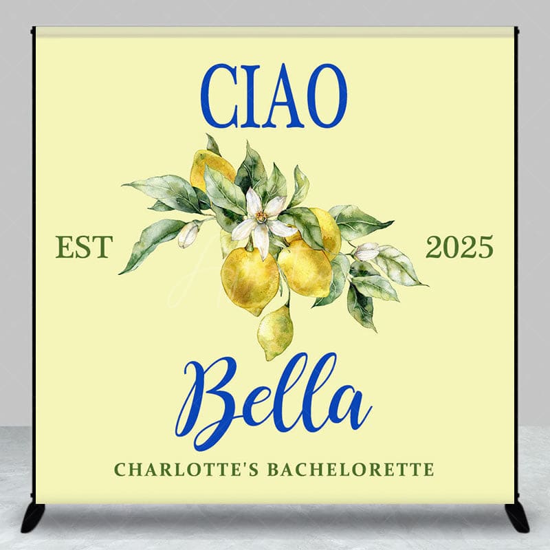 Aperturee - Aperturee Lemon Ciao Custom Est Name Bachelorette Party Backdrop