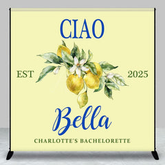 Aperturee - Aperturee Lemon Ciao Custom Est Name Bachelorette Party Backdrop