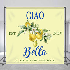 Aperturee - Aperturee Lemon Ciao Custom Est Name Bachelorette Party Backdrop