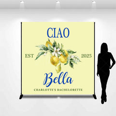 Aperturee - Aperturee Lemon Ciao Custom Est Name Bachelorette Party Backdrop