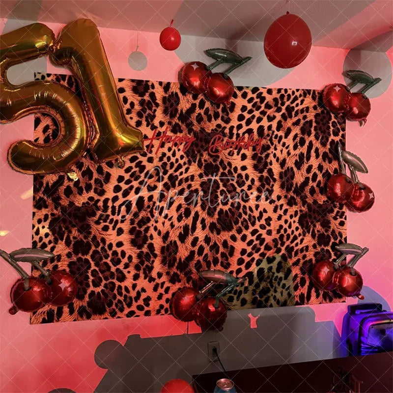 Aperturee - Aperturee Leopard Print Backdrop Wild Animal Skin Pattern Party Supplies for Fashion Jungle Theme