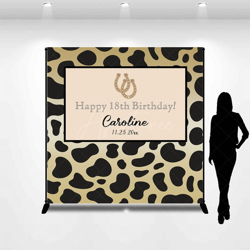 Aperturee - Aperturee Leopard Print Custom Name Happy 18th Birthday Backdrop