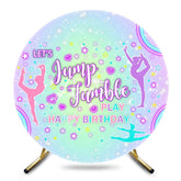 Aperturee - Aperturee Let Jump Jumble Color Rainbow Round Birthday Backdrop