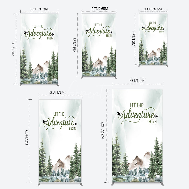 Aperturee - Aperturee Let The Adventure Begin Forest Birthday Rectangle Backdrop