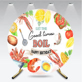 Aperturee - Aperturee Let The Good Times Boil Round Backdrop Crawfish Seafood Birthday Party