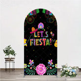 Aperturee - Aperturee Lets Fiesta Mexican Theme Holiday Arch Backdrop Sombrero and Fireworks Party Cover