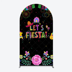 Aperturee - Aperturee Lets Fiesta Mexican Theme Holiday Arch Backdrop Sombrero and Fireworks Party Cover
