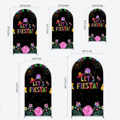 Aperturee - Aperturee Lets Fiesta Mexican Theme Holiday Arch Backdrop Sombrero and Fireworks Party Cover